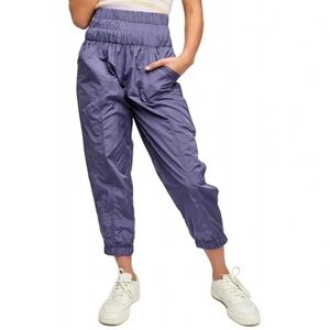 FREE PEOPLE Hip Hop MED Hi Waist The Way Home Nylon Parachute Jogger DEEP SEA